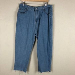 Shein Jeans Blue Light Wash Raw Hem Casual Versatile Plus Size‎ 1X